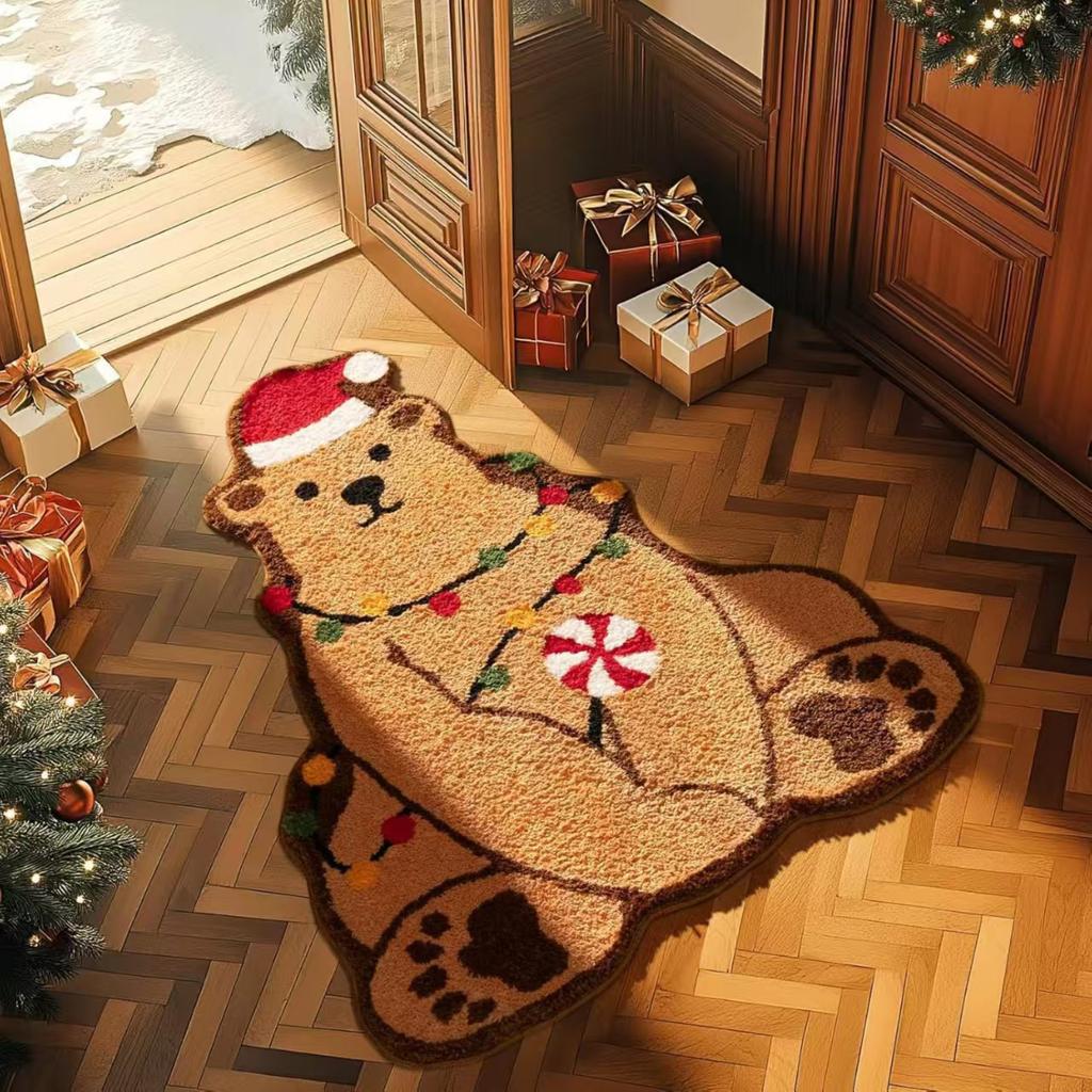 Christmas-themed Faux Cashmere Rug, Doormat, Floor Mat, Decorative Mat For Bathroom, Toilet, And Entryway.