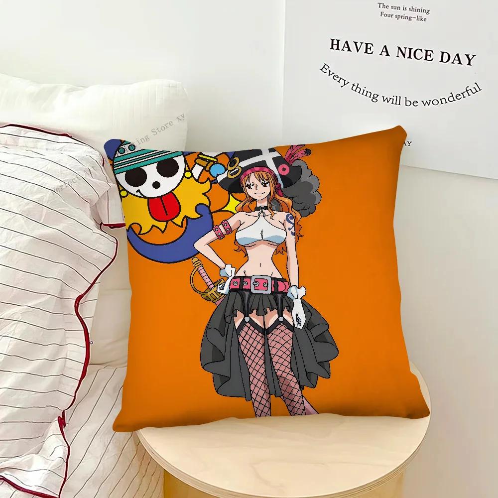 

Anime O-One P-Piece Nami Pillow Case Fashion Square Pillowcase Bedroom Sofa Room Ins Decoration Leisure Cushion Cover 40x40 16x16Inch