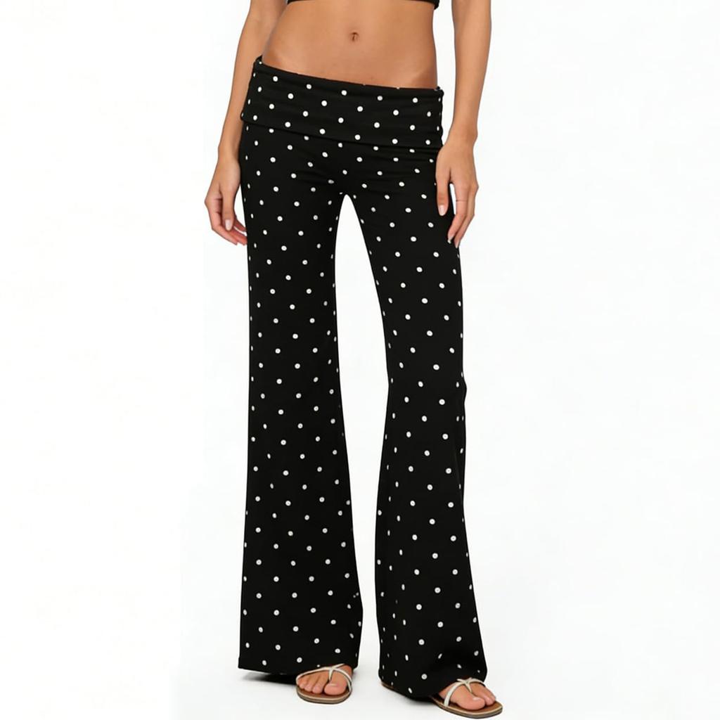 Pantaloni da Lounge a Zampa d'Elefante Slim Fit a Righe e Pois da Donna Pantaloni Casual Sportivi per Yoga Vita Comoda