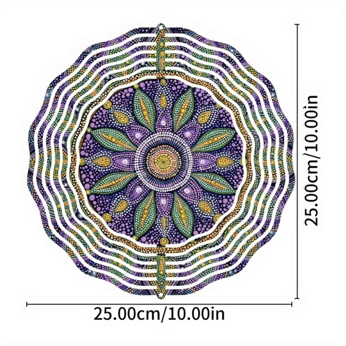 

Bohemian Style Metal Wind Spinner Vibrant Mandala Design Green Leaves Yellow Centers No Electricity Easy Hang Outdoor Garden Indoor Decor Christmas 01A