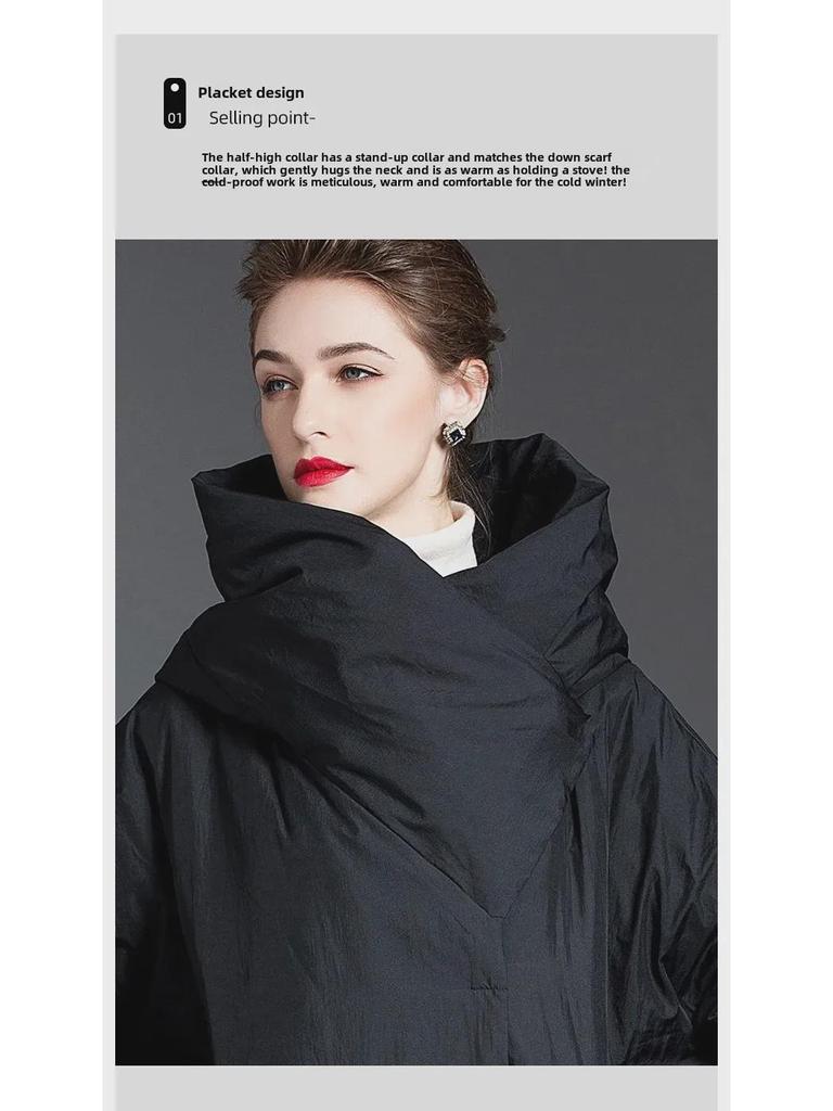 Women's 2024 Knee-Length Hooded Down Jacket - Korean Style, Thick, 90% White Duck Down