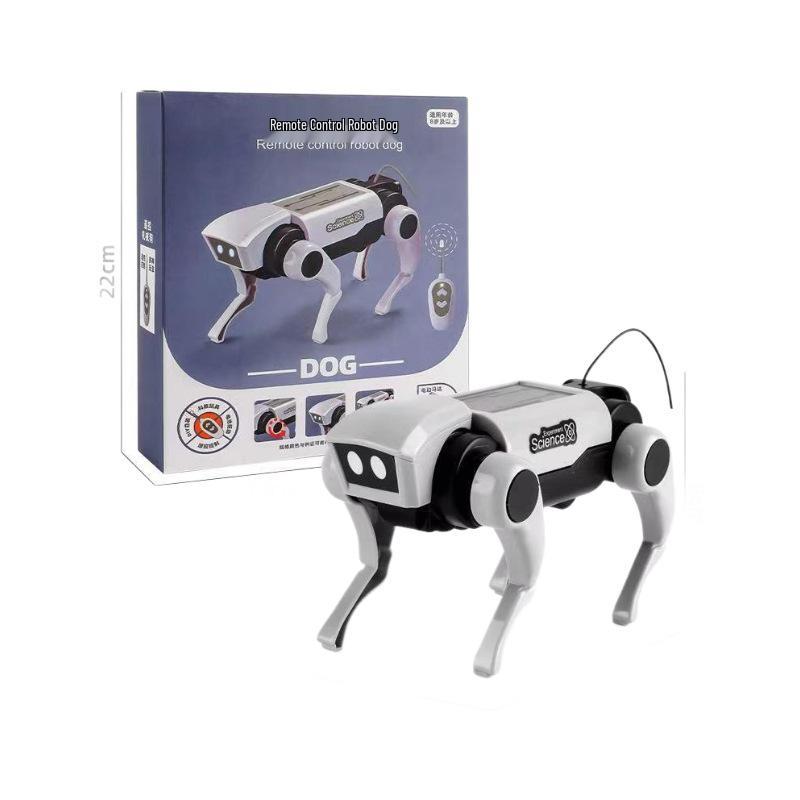 Solar-Powered Remote Control Robot Dog: Children's Educational DIY Quadruped