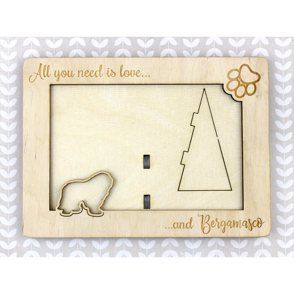 Bergamasco Shepherd Dog, Bergamasco Sheepdog – Photo frame, engraved wooden frame | Art-Dog