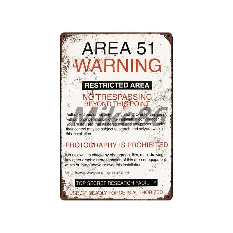 [ Mike86 ] Wanring AREA 51 I WANT TO BELIEVE UFO Aliens Metal Sign Wall Plaque Poster Custom Painting Room Decor Art LT-1695