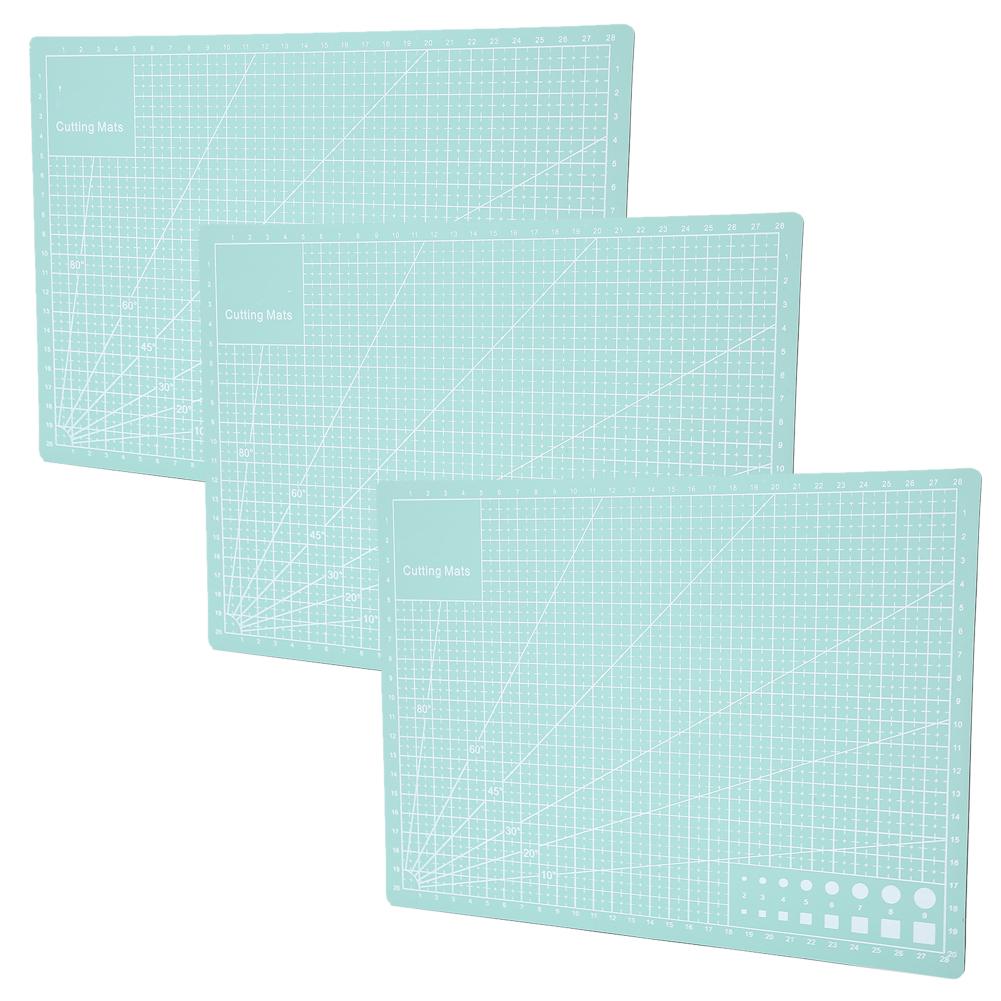 3Pcs Tapete de Corte A4 Verde Menta Modelo Corte Pad Papel Carimbo de Borracha Gravura Escala Placa