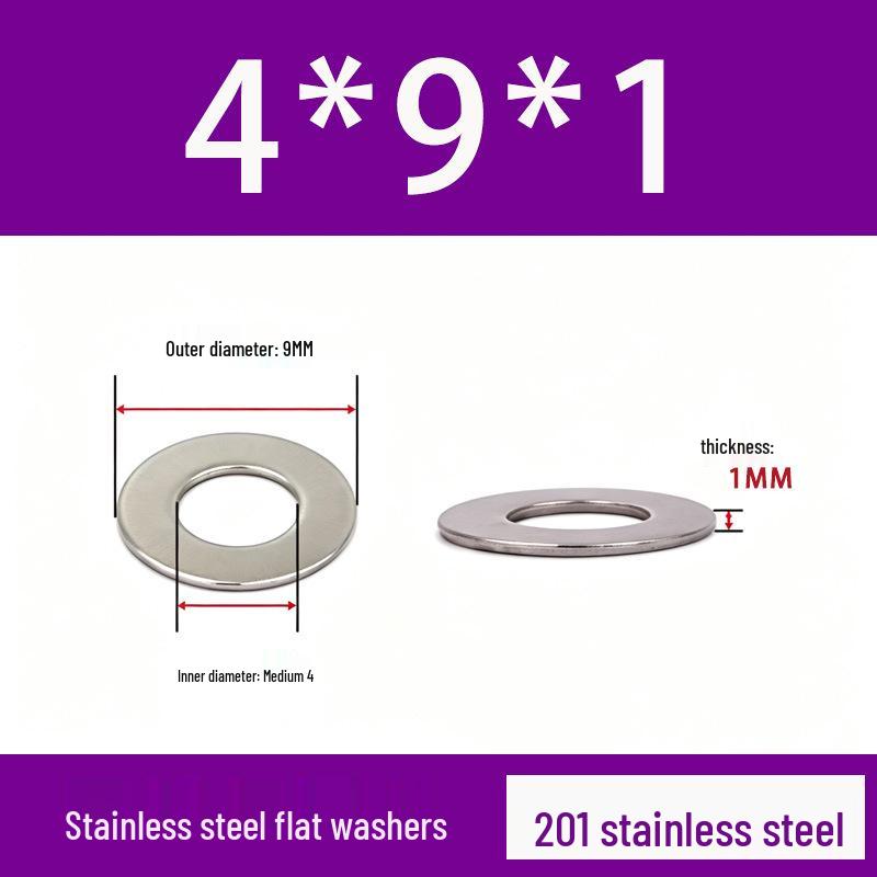 201 Stainless Steel Rust-proof Flat Washer - National Standard Hardware Fasteners with Complete Specifications, In Stock.
