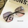 New Trendy Colorful Cut-Edge Rimless Sunglasses for Women - Fashionable, Slimming, Large Face Design, Anti-Ultraviolet