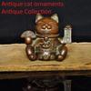 1Pc Lucky Cat Decorative Figurines Office Counter Car Ornament Retro Mini Figurine Metal Ornament Accessoires Miniatures