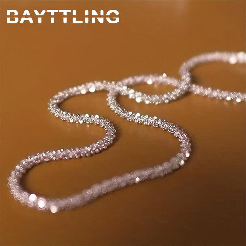 925 Sterling Silver 40-75cm Exquisite Sparkling Necklace Fashion Women Couple Wife Anniversary Gift Jewelry Accessories 40cm