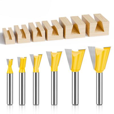 6-Piece Set 1/4 Handle 6 Handle Dovetail Knife, Zikou Xun Knife, Woodworking Milling Cutter, Carving Knife, Small Dovetail Knife