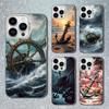 Capa de Telefone Roda de Navio Âncora do Oceano Para iPhone 13,15,14,16,12,11,Mini,MAXXS,Pro,SE, Capa Branca Fosca à Prova de Choque