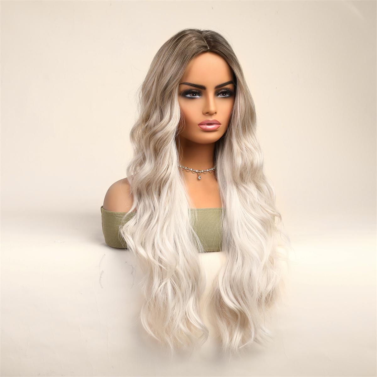 ALAN EATON Омбре оранжевый синтетический парик для женщин Длинные волнистые вьющиеся — фото 3