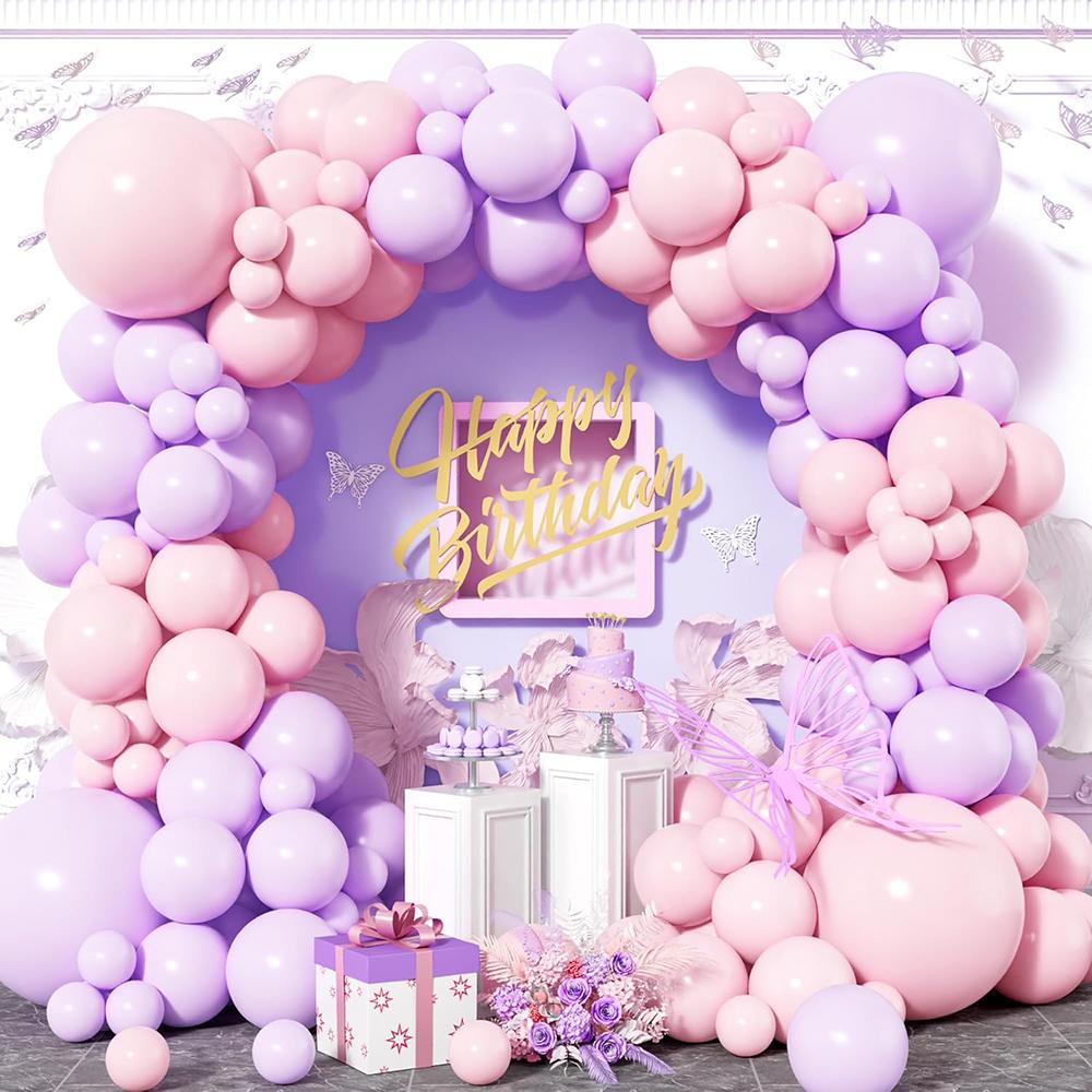 Lila Luftballonbogen-Set Pastelllila Rosa Luftballons Girlande Babyparty Geschlechtsenthüllung Hochzeit Geburtstagsparty Dekoration Globos