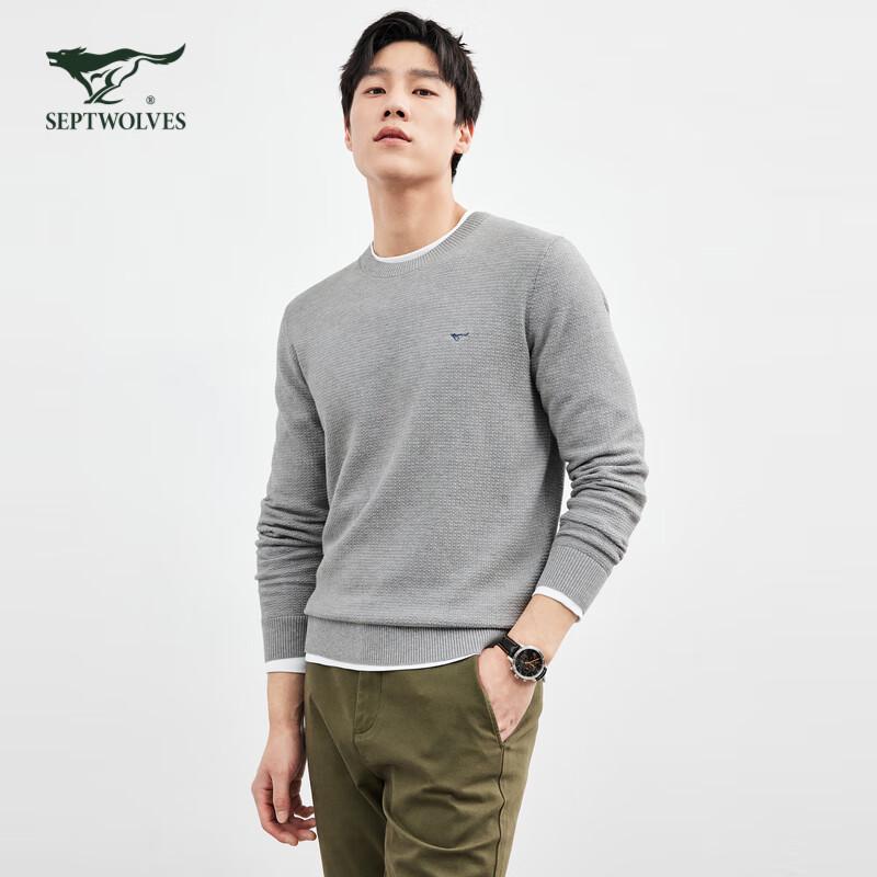 SEPTWOLVES Men's Jacquard Crewneck Knit Sweater