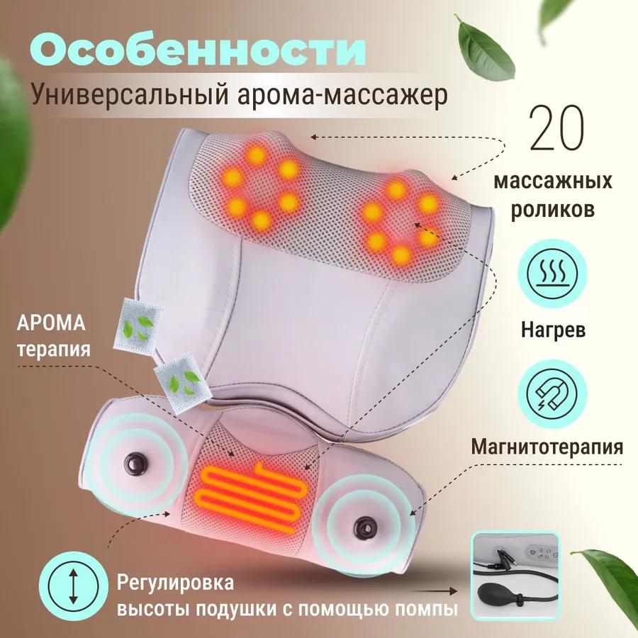 Massage pillow for the neck, back, shoulders / roller massager Electric for the body Shiatsu