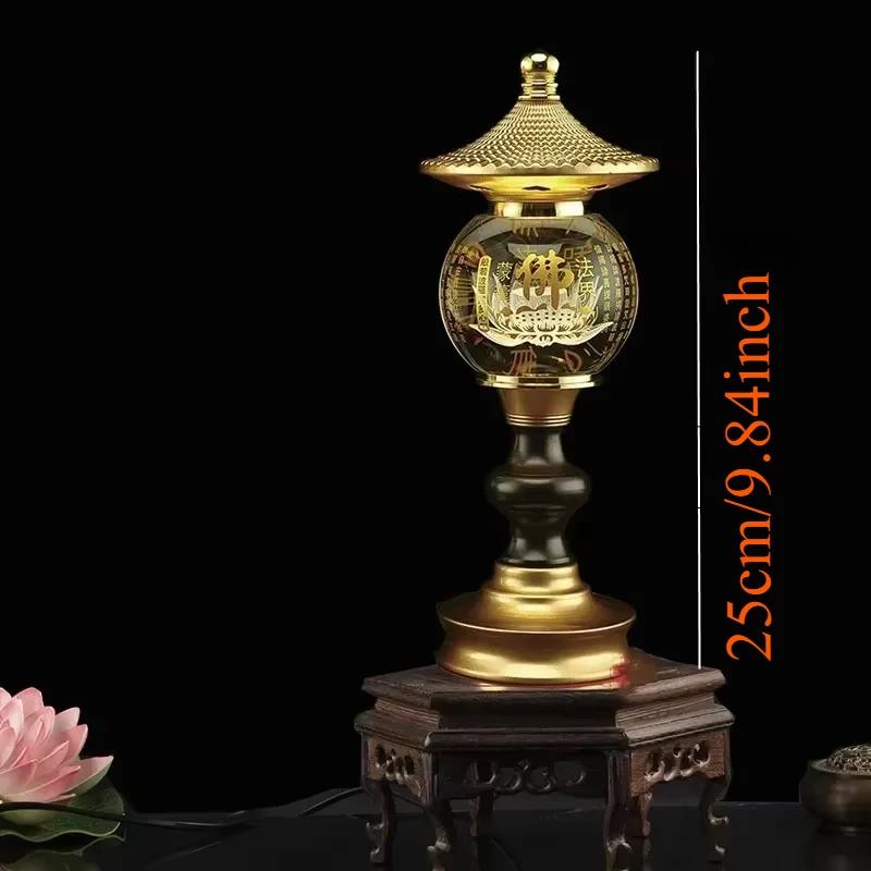 Color Crystal Lotus Candlestick holder Plug In Buddha Offering Crystal Ball Carving Scripture Temple Buddha Hall Domestic Buddha