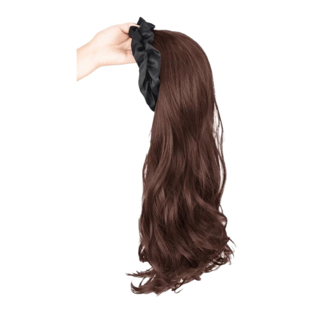 

Hair Hoop Half Headband Wig Korean Style Long Wavy Curly Hair Daily Wear темно-коричневого кольору