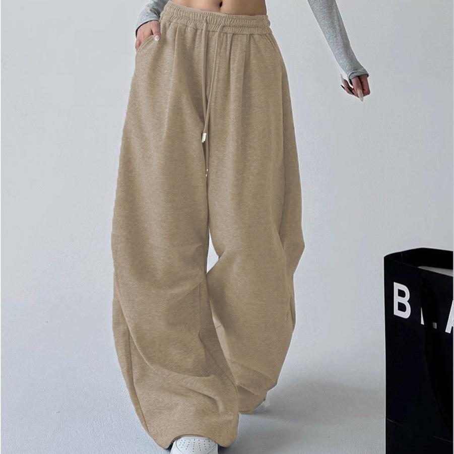Graue High-Waist Weitbeinige Hose für Damen