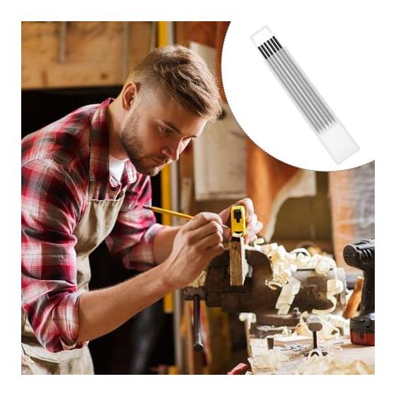 uxcell 48pcs Carpenter Pencils Refills, Mechanical Pencil Lead, 2.8mm, for Construction, Marking, Woodworking, Deep Holes, White Resin, 120mm Length,