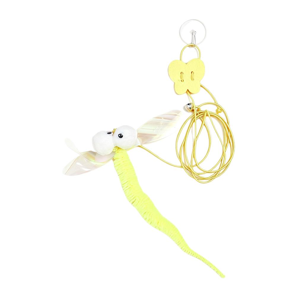 Hanging Cat Toy For Door Mounted Self-Play Elastic Rope Plush Caterpillar Feather Bell Teaser Toy For Feline Interaction