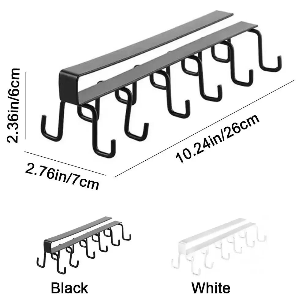 Iron 12 Hooks Cup Holder Black/White Punch-free Double-row Storage Hook Space Saving Traceless Coffee Cup Mug Holder for Home