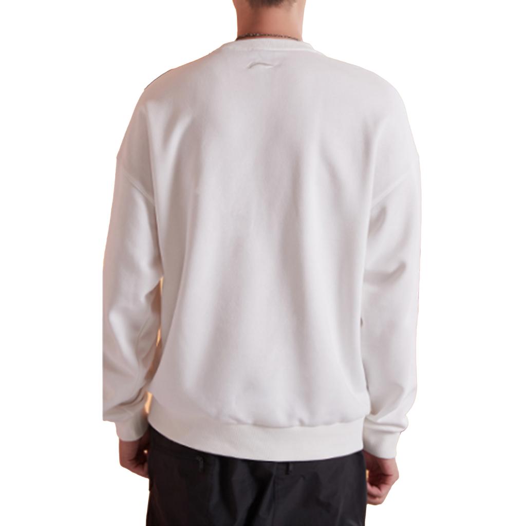Li Ning Sweatshirts Unisex Ivory Crew Neck Moderate Regular AWDQ652-8