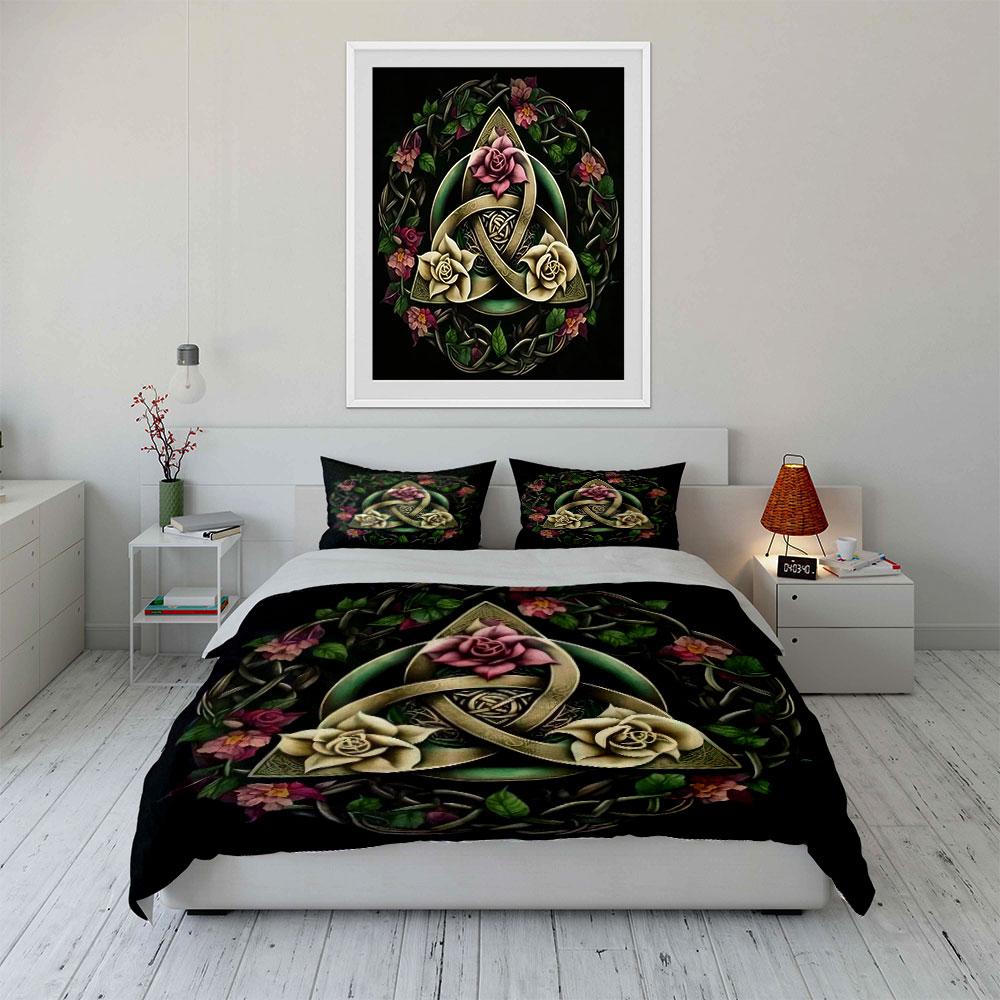 Celtic Rose Wall Art Set Multiple Sizes Kid'S And Adults' Bedroom Exquisite 3Pc Bedding Set, Gift