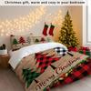 3pcs Checkered Christmas Tree Print Coreless Duvet Cover Set Multiple Sizes Bedrooms Dormitories Comfortable Machine Washable