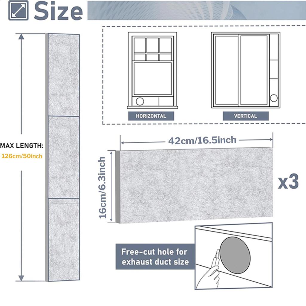 Portable AC Window Vent Kit AC Window Side Panels Insulation Vent Kit Home Basement Garage Bedroom Living Room