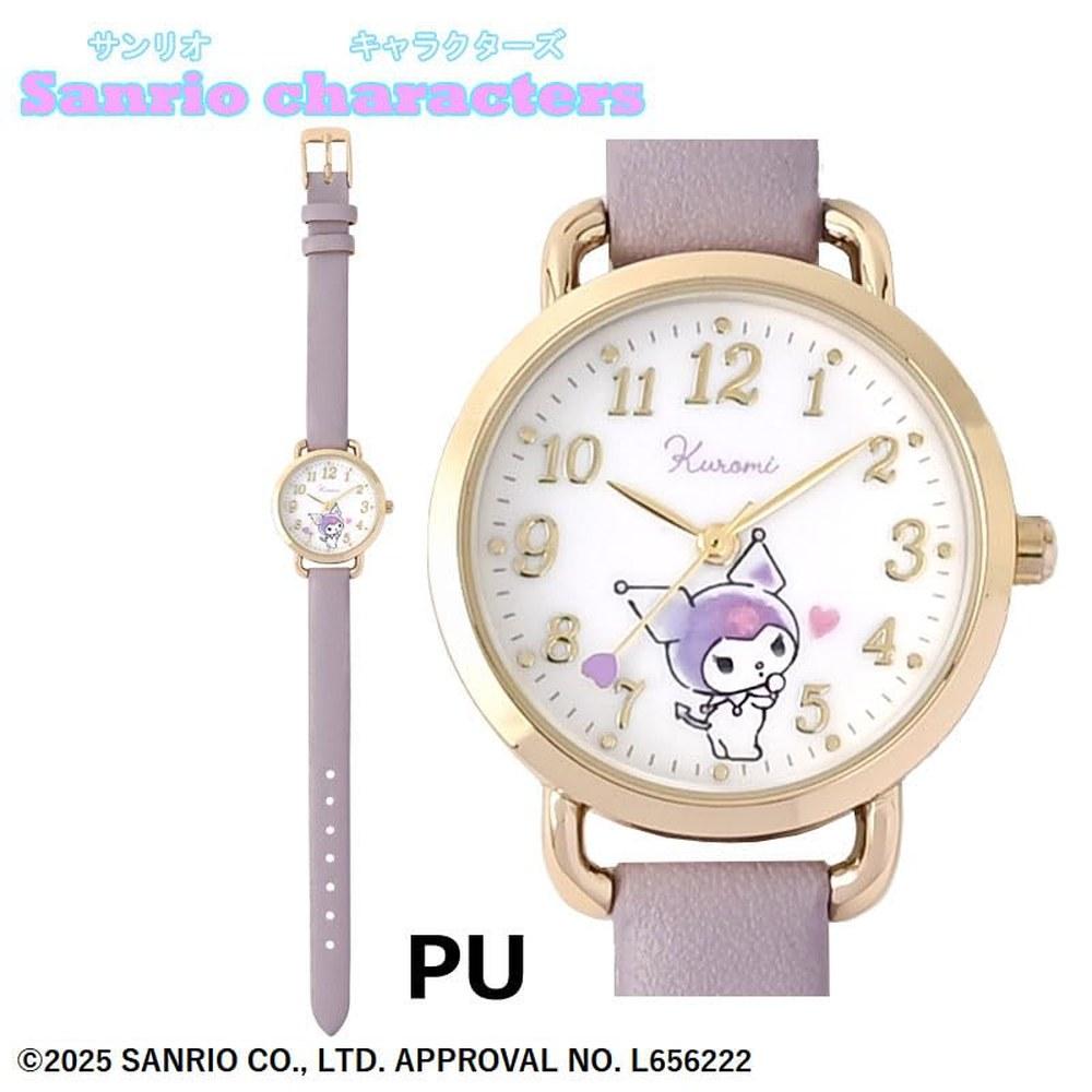 Fieldwork Kuromi Analog Watch SNR001-3 Heart Hand Faux Leather Belt Purple Ladies' Cute Characters Commuting School Business