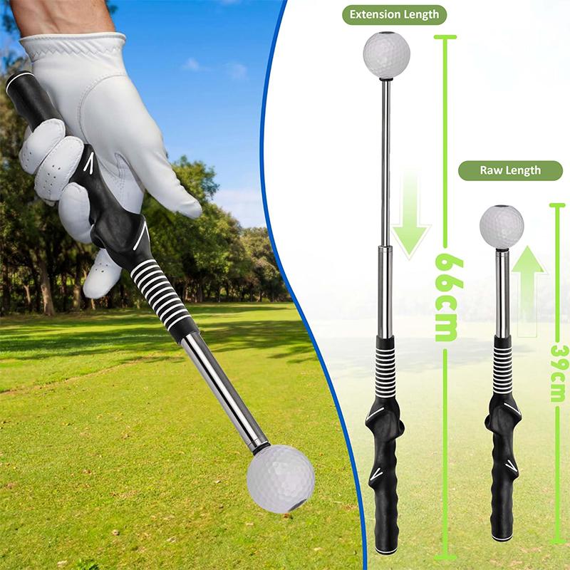 Golf Retractable Swing Practice Stick Trainer Golf Sound Assistant Practitioner Anti-Slip Rubber Grip Posture Aid Corrector
