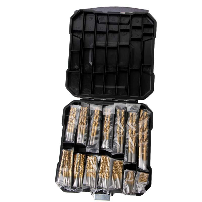 50 PCS Titanium Coated High Speed Steel Drill Bit Set Hex Shaft Straight Spiral Twist Bits for Metal Wood Plastic Drilling
