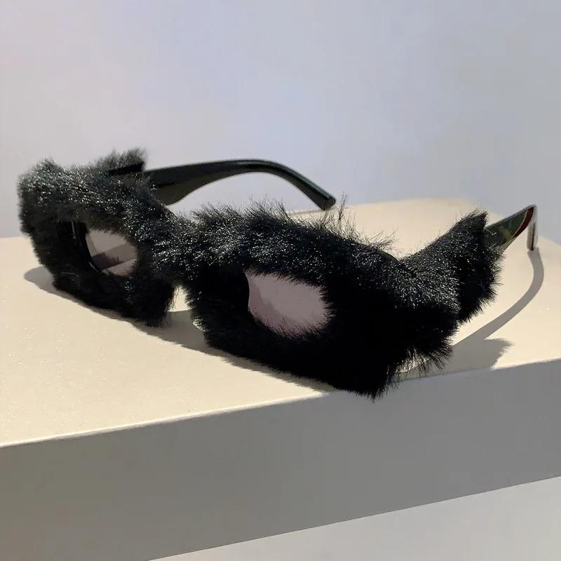 

Soft Full Woollen Sunglasses Women For Men Trend Fur Velvet Pink Sun Glasses Female Luxury Brand Designer Eyeglasses Uv400