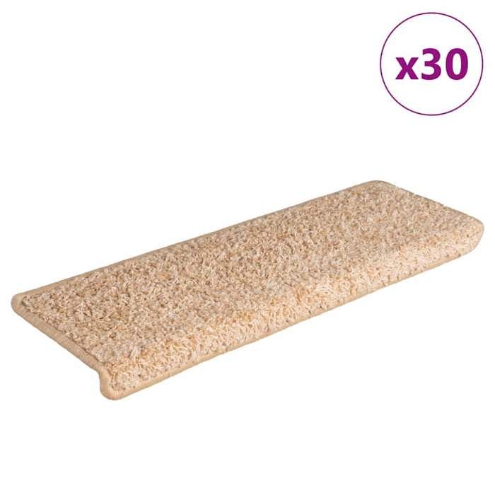 VidaXL Tapis d'escalier 30 pièces 65 x 21 x 4 cm Bordure rectangulaire dorée 3365834