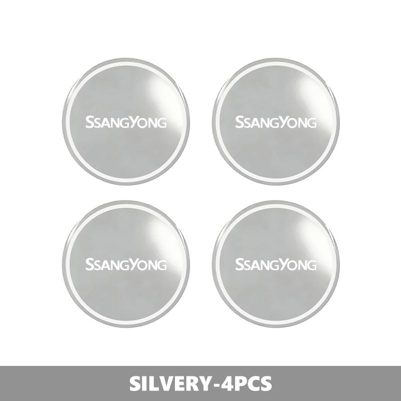 4pcs 56mm Car Aluminum Logo Wheel Center Hub Cap Badge Sticker For SsangYong Musso Rexton Torres Kyron Actyon Tivoli Rodius