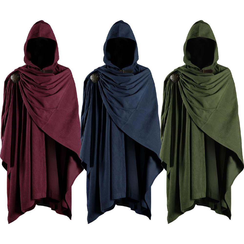 Mantello Medievale in Velluto con Spilla Regolabile per Costumi Fantasy Role Play