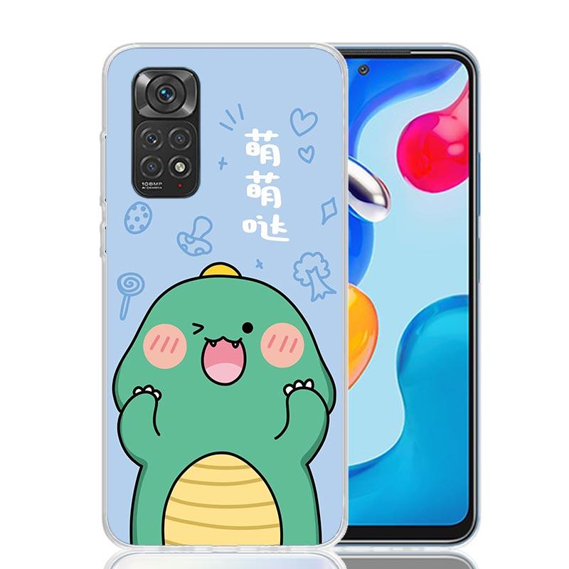 Dinosaur Cartoon Cute Phone Case For Xiaomi Redmi Note 15 14 13 12S 12 Pro Plus 11S 11E 11 11T 10S 10 Art Soft Pattern Cover Red