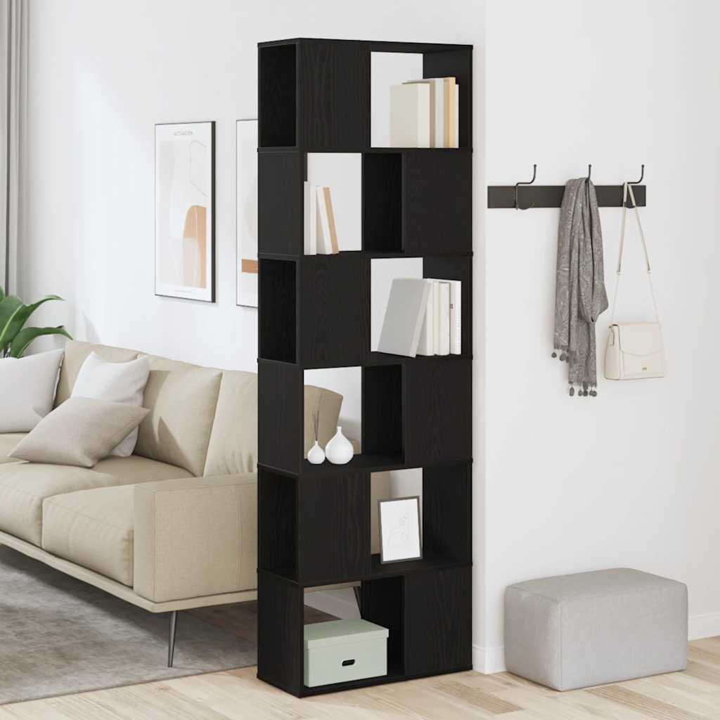 Bookshelf Room Divider Black Oak Effect 60 x 24 x 186 cm
