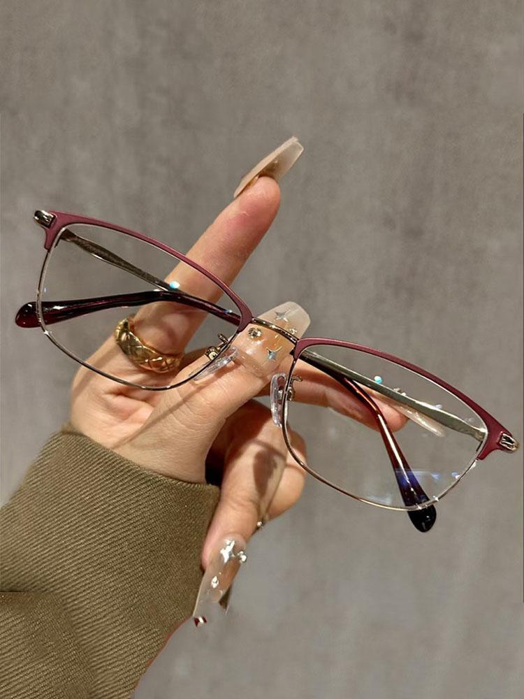 

New Reading Glasses Man Woman Antiblulet, Glasses Fashion Versatile Retro Reading Eyeglasses Unisex Metal Frame Readers Trend 0 красный