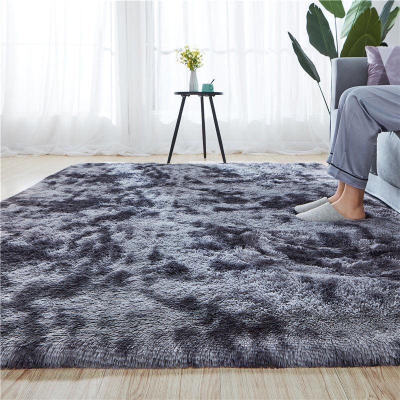 Modern Gradient Tie-Dye Silk Wool Carpet, Dirt-Resistant, Non-Slip, Easy-Care for Large Areas