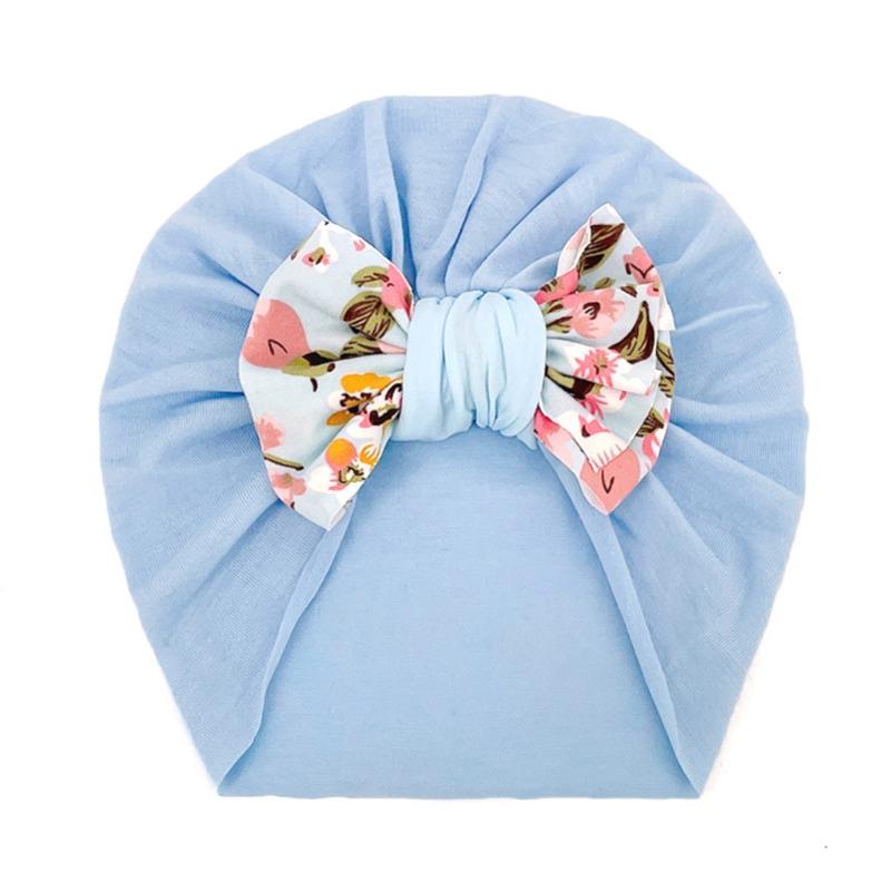 New Infant Printed Bow Hat Children's Comfort Warm Hat Baby Fontanelle Hat Dome