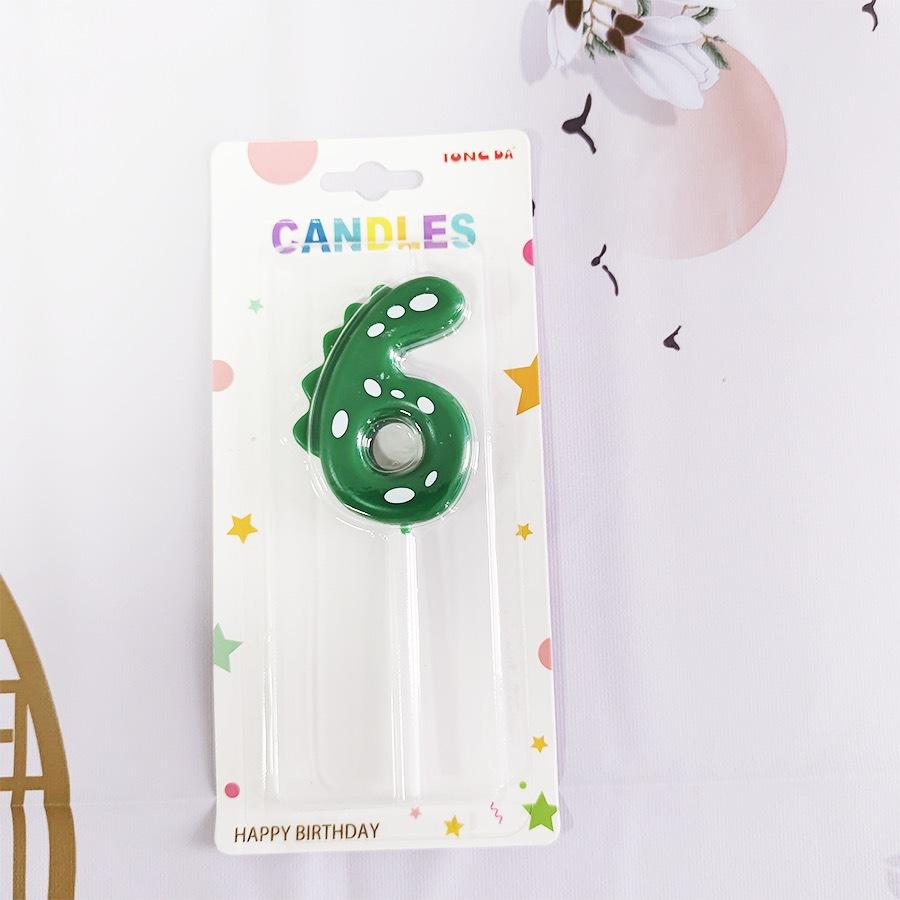 Dinosaur Birthday Candle Green Number Candle for Dinosaur Theme Party Decoration Number Candle for Cake Top