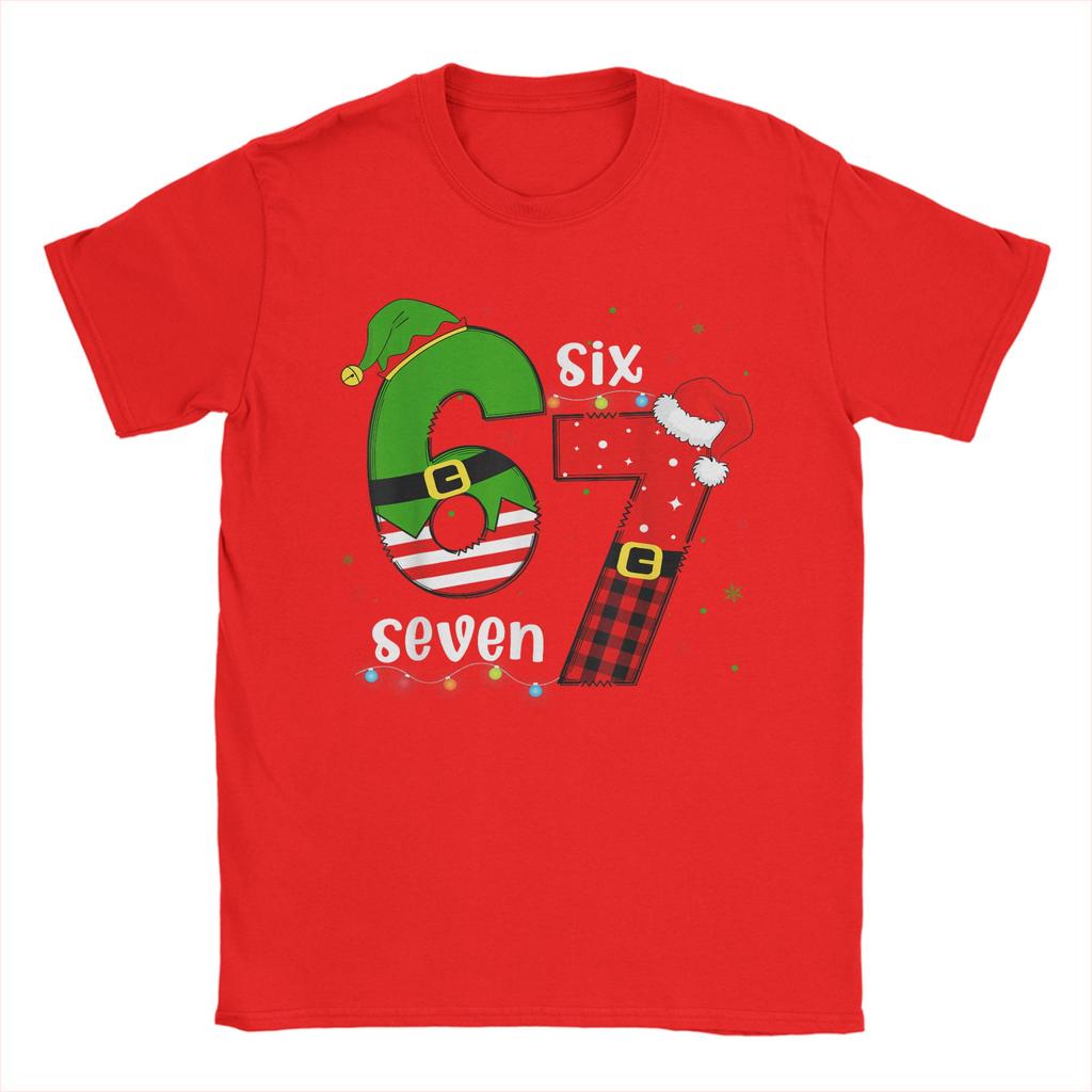 Funny 67 Six Seven Christmas Xmas 6 7 T-Shirt Summer Novelty T-Shirts Cotton O Neck Oversize Tees Short Sleeves Street Tshirt