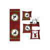 New Year Themed Deer Printed Chair Cushion Set / 4 Pieces 40×40cm Square Chair Cushions and 1 Piece Runner