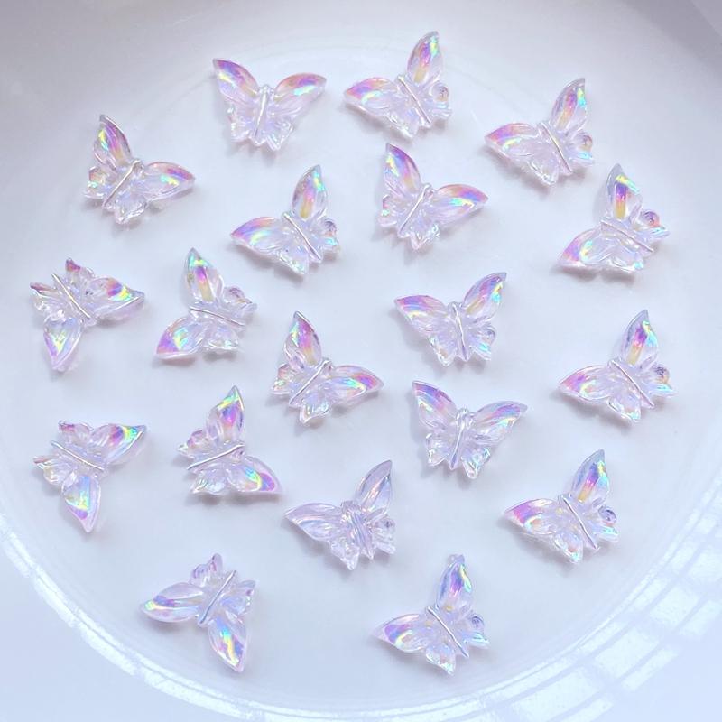 100Pcs New Cute 7*10mm Resin Mini Plated Butterfly Flat Back Cabochon Scrapbook Kawaii DIY Embellishments Accessories