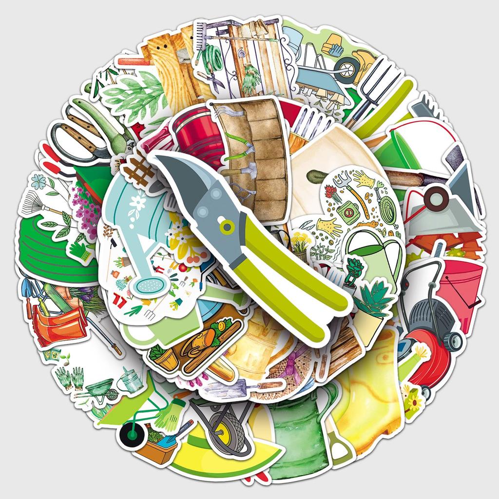 51PCS Garden Tools Cartoon Graffiti Stickers for Personalizing Suitcases, Water Bottles, and Computers