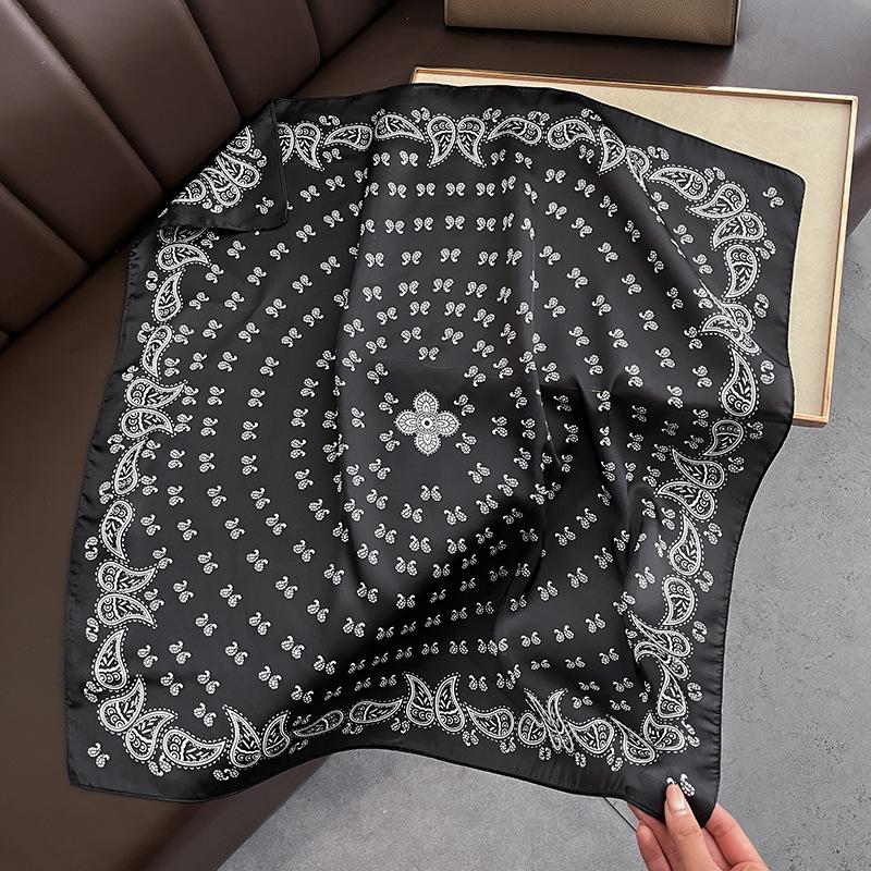 European and American Simple Cashew Print Square Scarf Fresh and Fashionable Temperament Imitation Silk Scarf for Women