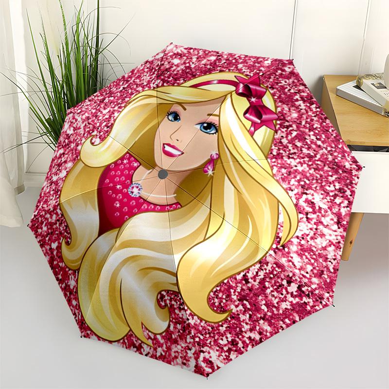 

1pc Barbie, PinkGlitter Umbrella - Automatic Open Compact Travel Umbrella with 61-Rib Durable Frame yy251021104