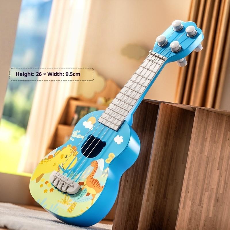 1 Stück Lern- und Bildungsgeschenke 26/35 cm Kindergitarre 4 Saiten Musikinstrument mit Plektren Simulierendes Yukrili Musikspielzeug