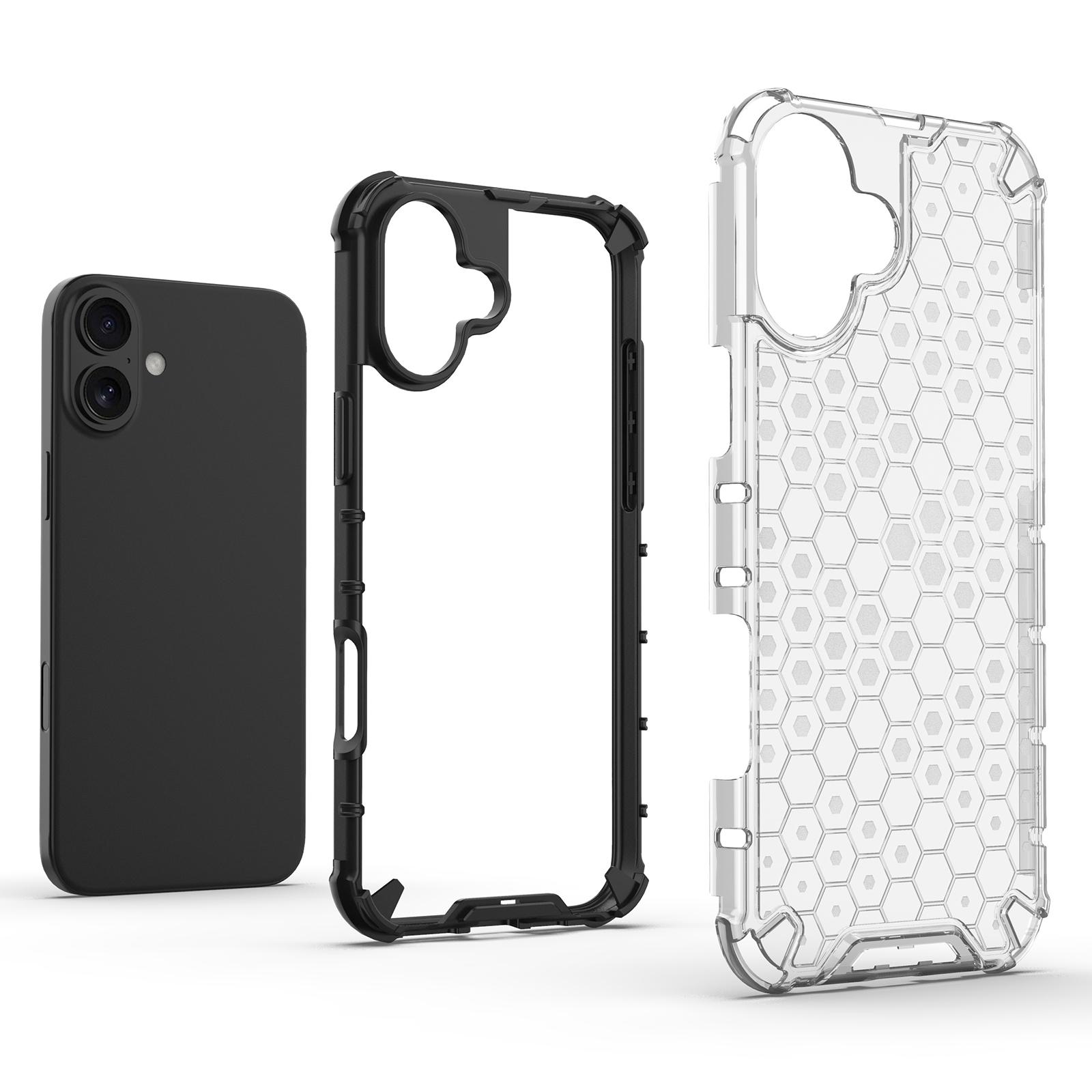 

For iPhone 16 Case Anti-Drop PC+TPU Phone Cover Honeycomb Shape